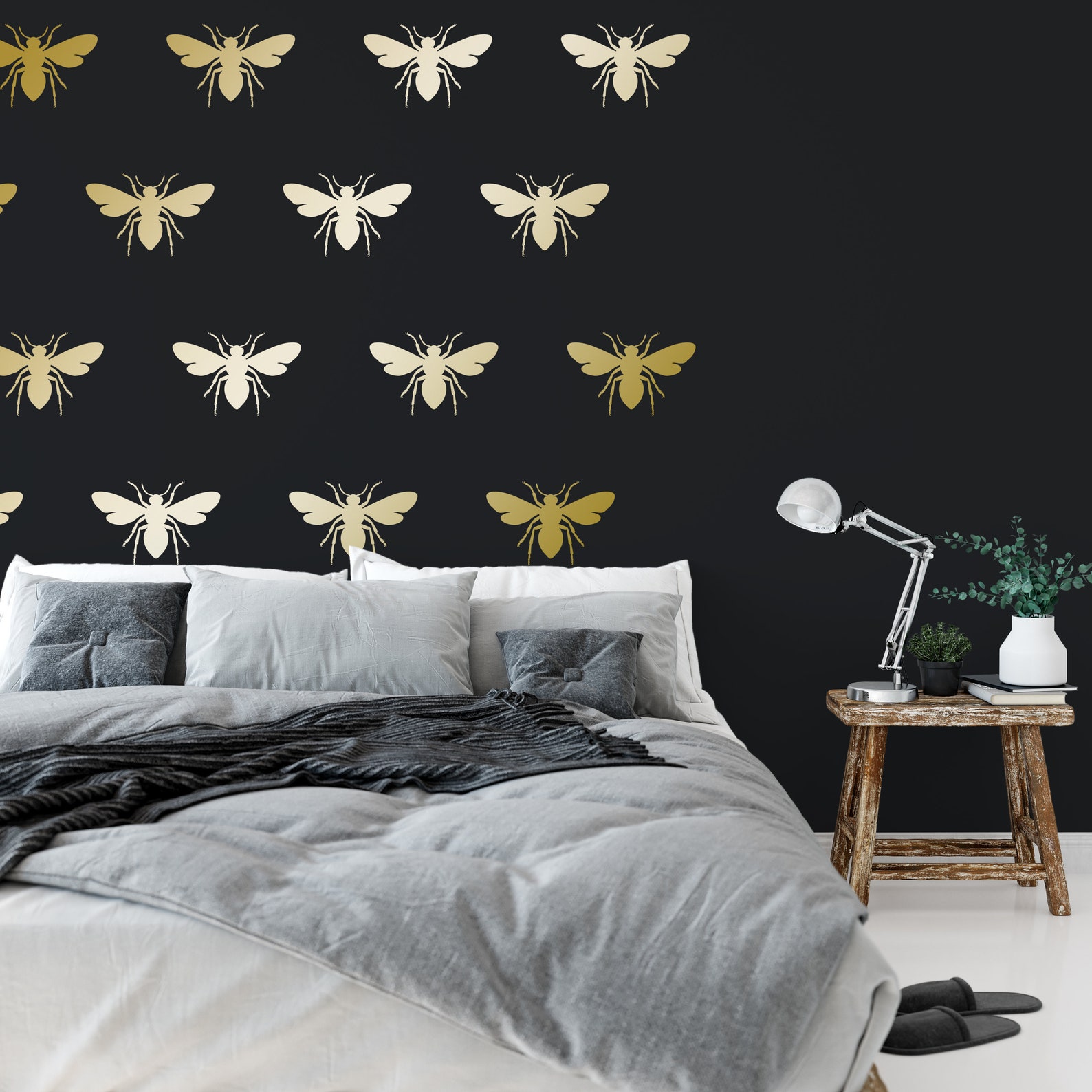 Bee Wall Decal Honey Bee Decal Modern Gold Decal Gold Bee Etsy