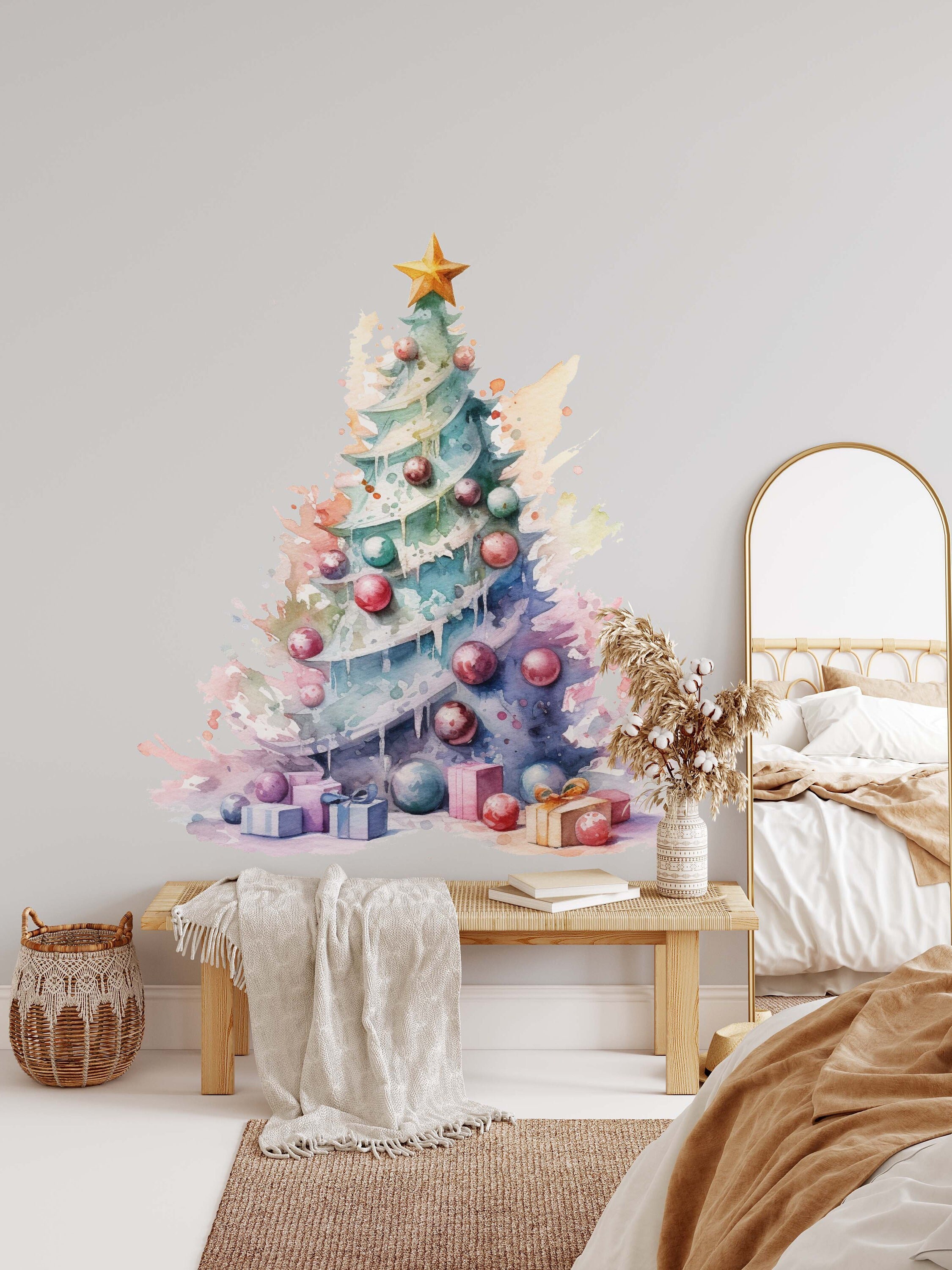 Christmas Decoration Window Stickers Blue Gingerbread Man Hanging Ball Snowflake Xmas Decorative Stickers For Glass Door Window