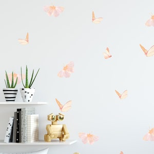 Butterfly decals for kids room, watercolor decal, watercolor butterfly decal, wall decal nursery, art deco wall art, baby girl nursery image 3