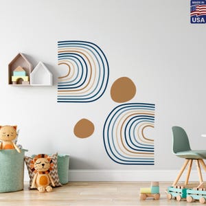 Arch Wall Decals - Modern Wall Stickers, Boho Nursery Decor – Boho Rainbow Art Shapes, Modern Wall decals for Kids Room Decor