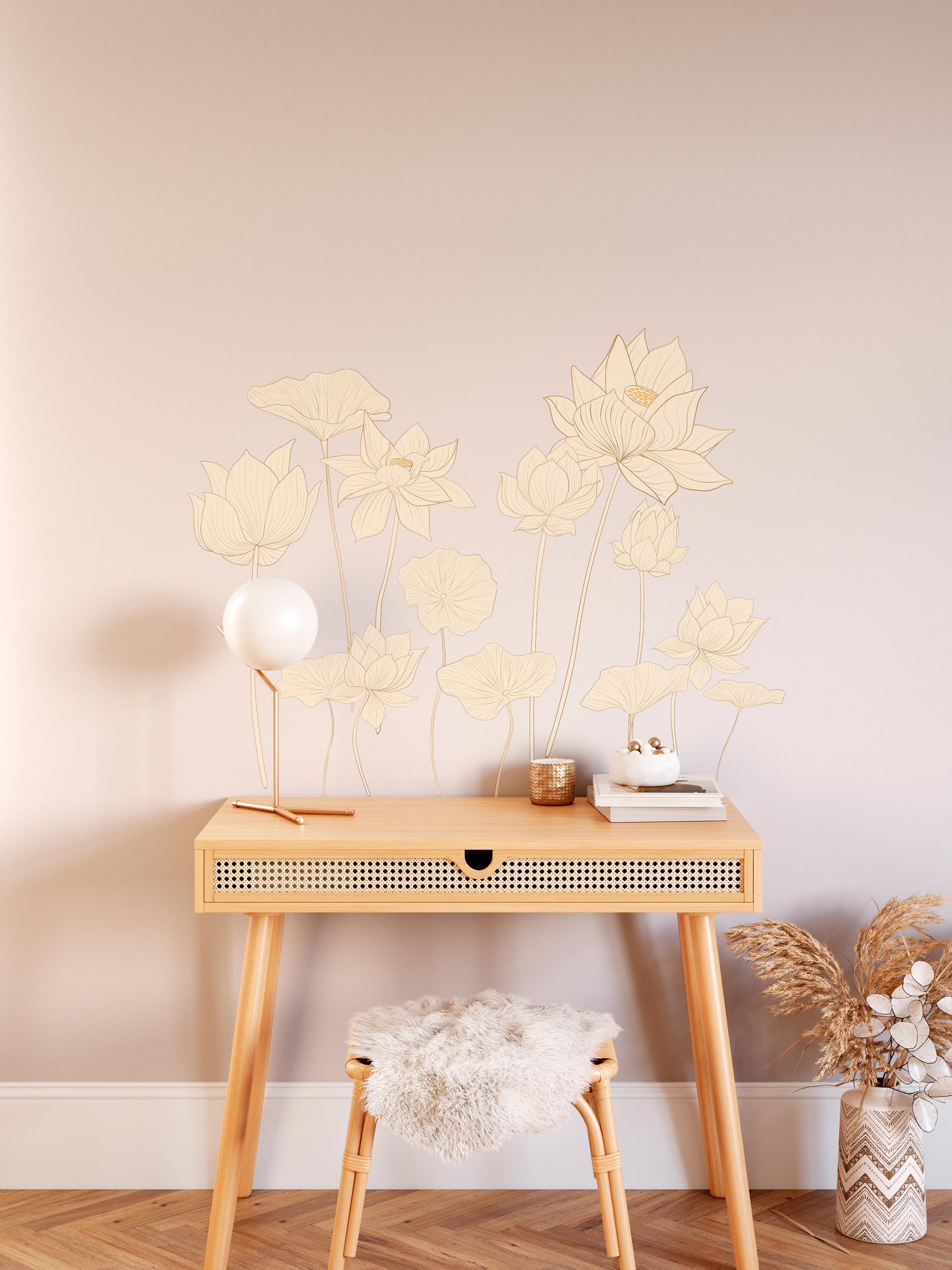 Boho Lotus Flower Wall Decals - Removable Vinyl Decal Set - Etsy