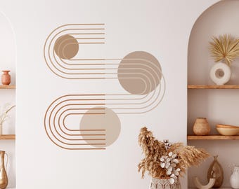 Muursticker gebogen cirkels - modern boho-decor, peel and stick