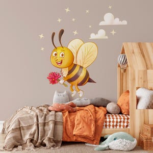 Bee Wall Decals - Honey Bee Decal Set, Vinyl Wall Decals, Gift for Her, Bumble Bee Wall Stickers, Cute Nursery Decals, Clouds Wall Decor