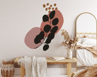 Abstract wall decals in boho style for kids bedroom, floral wall decals, large wall decals, flower wall decals, leaf decals for wall