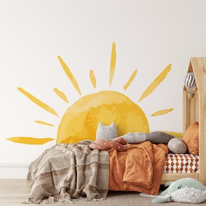 Calcomanía de pared de sol estilo boho, estilo boho, calcomanía de pared boho, pegatina de pared boho, calcomanía de pared circular, calcomanía de pared geométrica, calcomanía de pared grande
