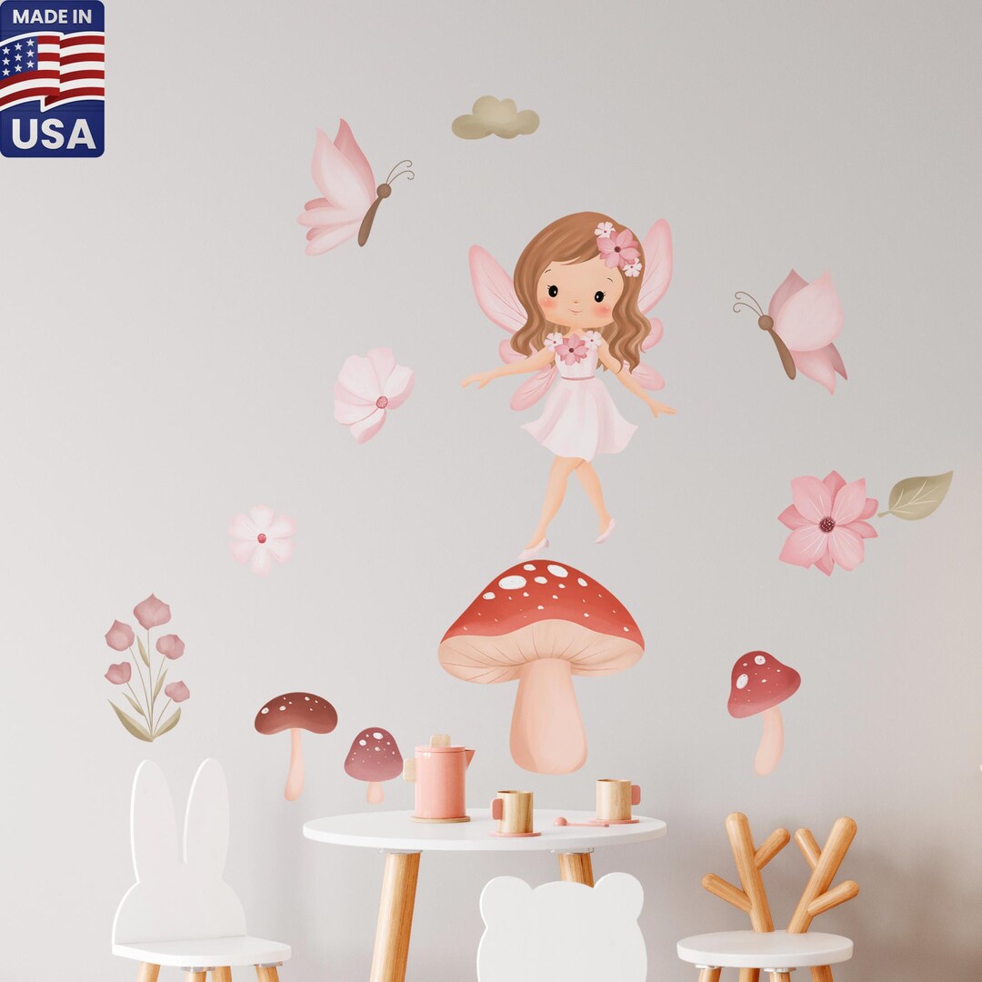 Peel and Stick Fairy and Butterflies Wall Decal - Nursery Room Decor - Etsy
