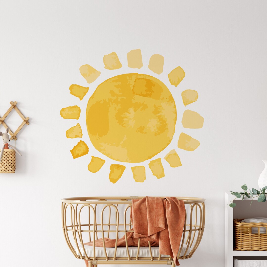 Boho Watercolor Sun Wall Decal – Peel and Stick Nursery Art - Etsy