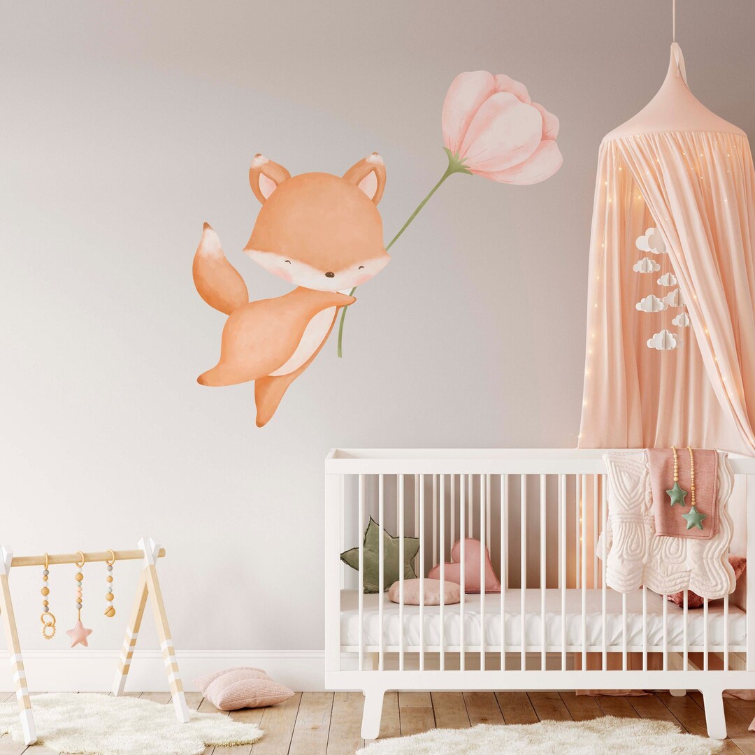Fox Nursery Wall Decals, Woodland Balloon, Peel and Stick - Etsy