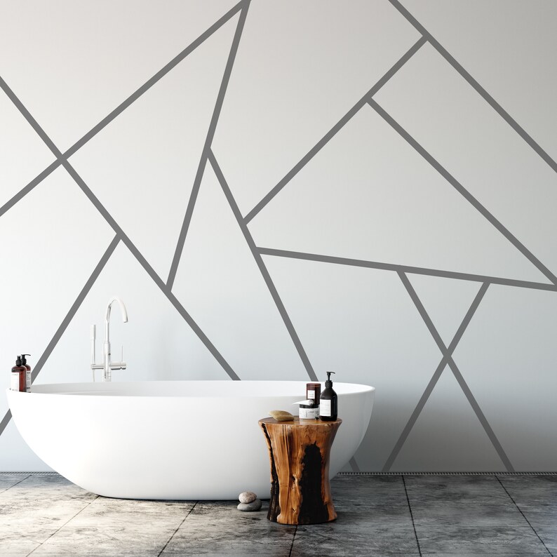 Geometric Wall Decal Geometric Line Wall Sticker Peel and Etsy