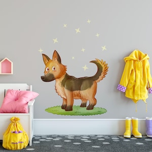 Adesivos de parede para cachorro - Decoração de berçário, Arte de parede em aquarela para filhotes, Presente para amantes de cachorros, Adesivos de parede grandes removíveis para quarto infantil, Presente para amantes de cachorros