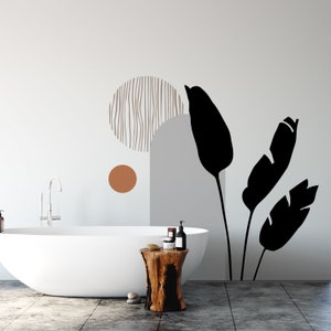 Boho wall decal, floral decal, wall decal, floral stickers, flower vinyl decal, home wall art, large wall decal, leaf wall decal