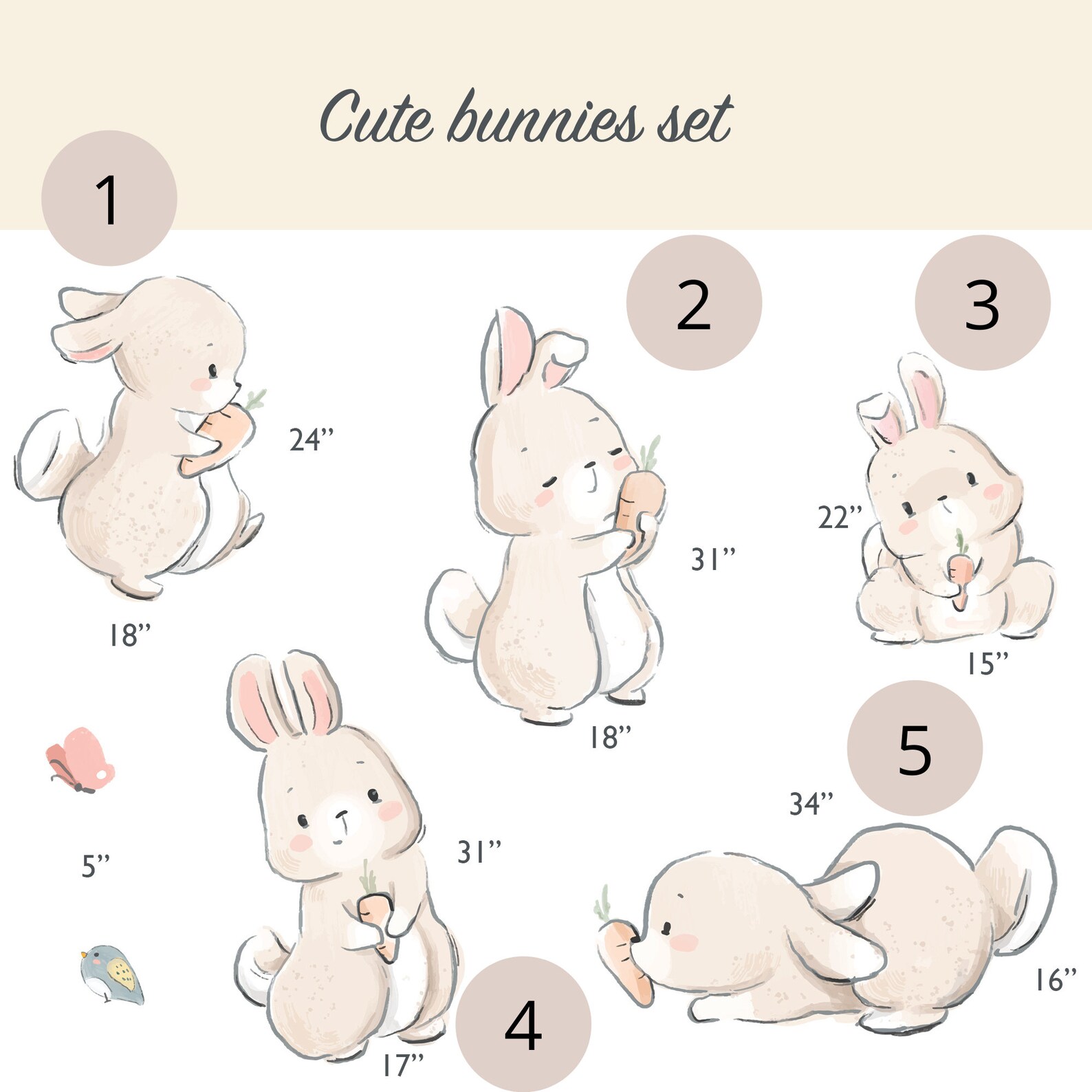 thumbnail image 2 of EZSTIK Rabbit Family Decal – Cute Bunny Sticker For Laptop, Car, Window (8.5x3.6 Inches) E983 2 of 3