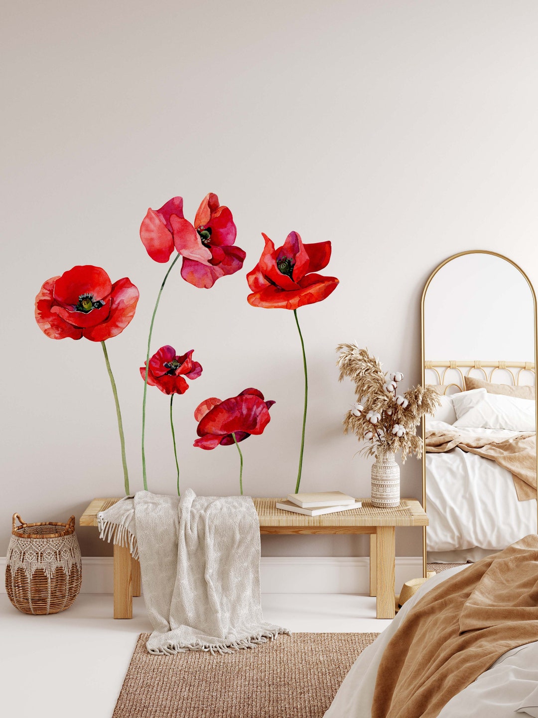 Poppy Flower Wall Decal – Removable Floral Nursery Decor - Etsy