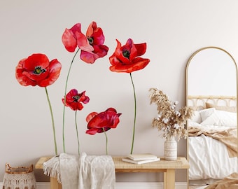 Poppy Flower Wall Decal – Removable Floral Nursery Decor