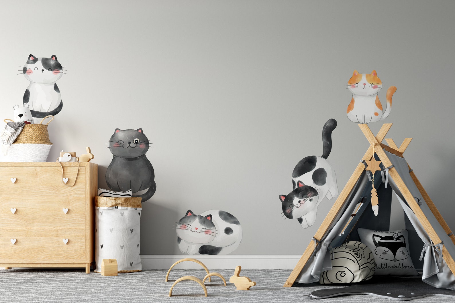 Cute Cat Wall Decal Cat Decal for Nursery Kids Room Decal Etsy