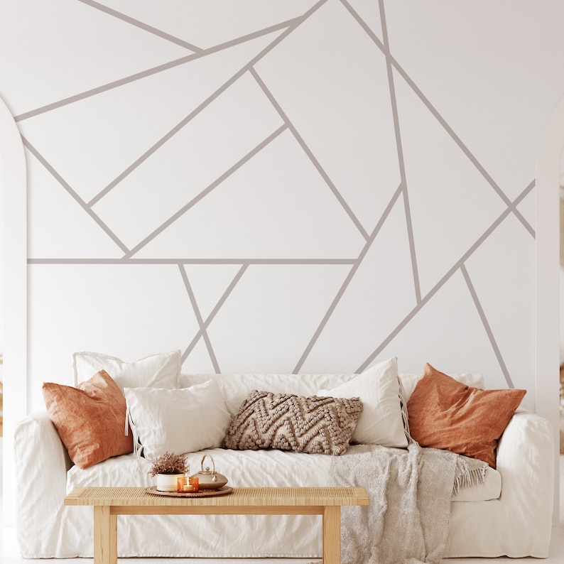 Geometric Wall Decal Geometric Line Wall Sticker Peel and Etsy