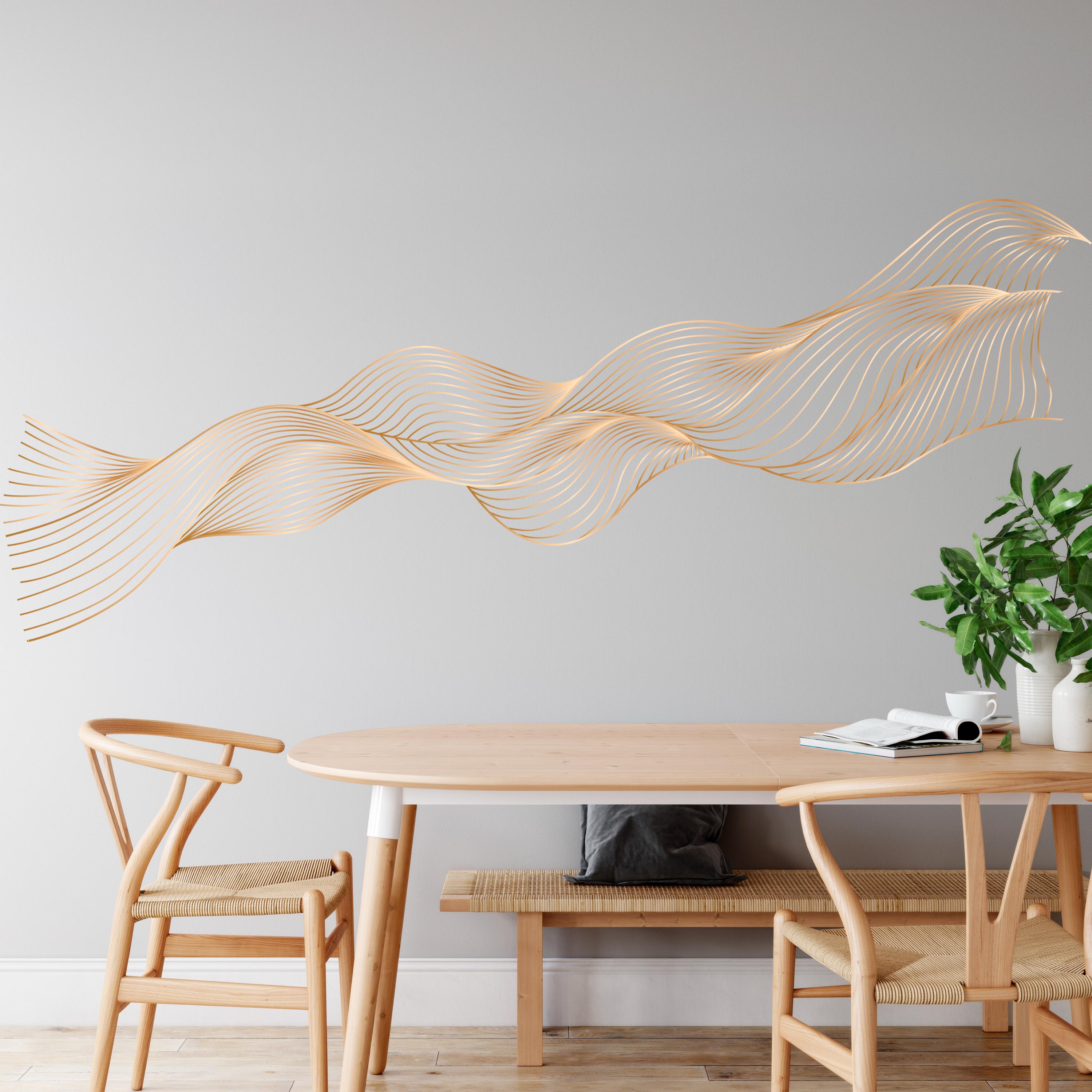 Gold Boho Wall Decals - Removable Lines Wall Stickers, Minimalist ...