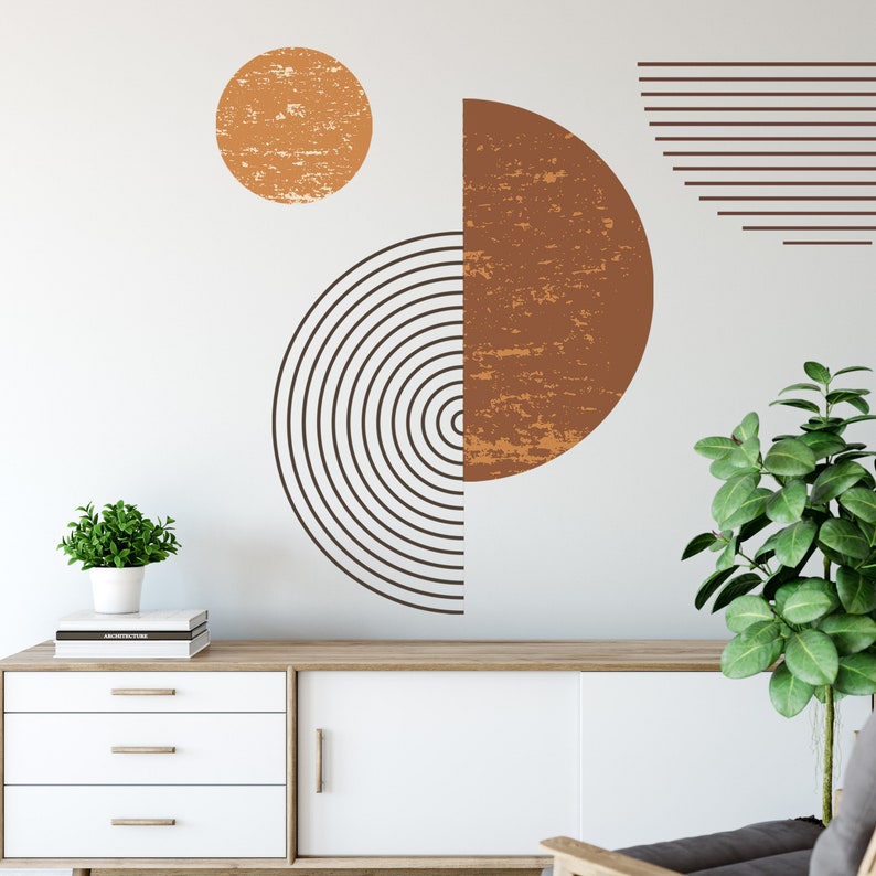 Abstract wall decal, boho style sticker, boho wall sticker, circle wall decal, geometric wall decal, large wall decal, modern art wall decal image 7