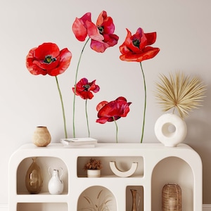 Poppy Flower Wall Decal – Removable Floral Nursery Decor - Etsy