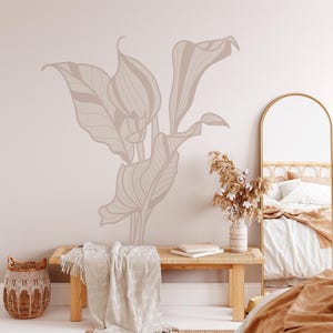 Bloem muurstickers - boho kinderkamer decor, baby meisje kamer kunst aan de muur, beige muur muurschildering, grote verwijderbare bloem muurstickers