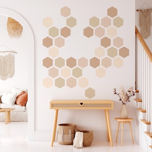 Calcomanías de pared hexagonales, calcomanías de pared con forma de panal, calcomanías de pared geométricas, calcomanías coloridas, decoración de pared moderna, decoración de guardería, calcomanías triangulares