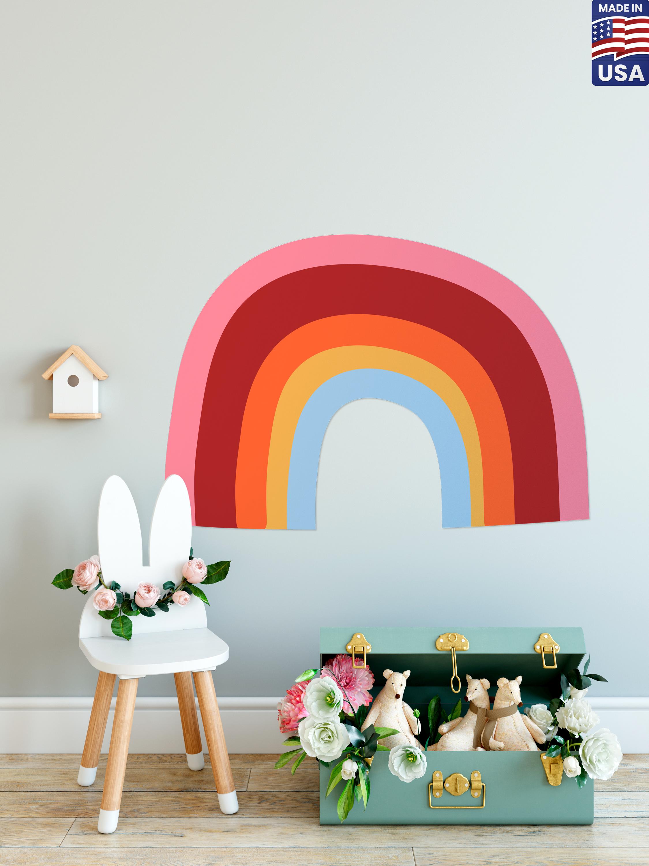 Boho Rainbow Wall Decal - Large Room Wall Decal, Retro Nursery Decor ...