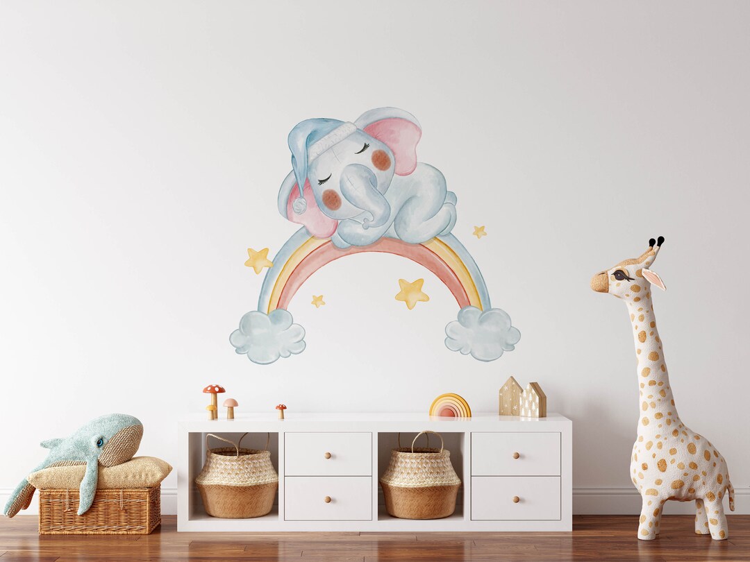 Cute Elephant Decal Elephant Wall Decal Cute Animal Decal Etsy