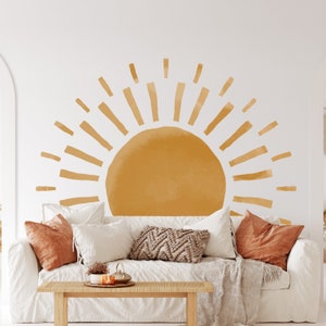 Sun Wall Decal - Circle Nursery Sticker, Boho Kids Room Decor, Cute Playroom Wall Art, Peel And Stick Sticker, Baby Shower Gift For Her