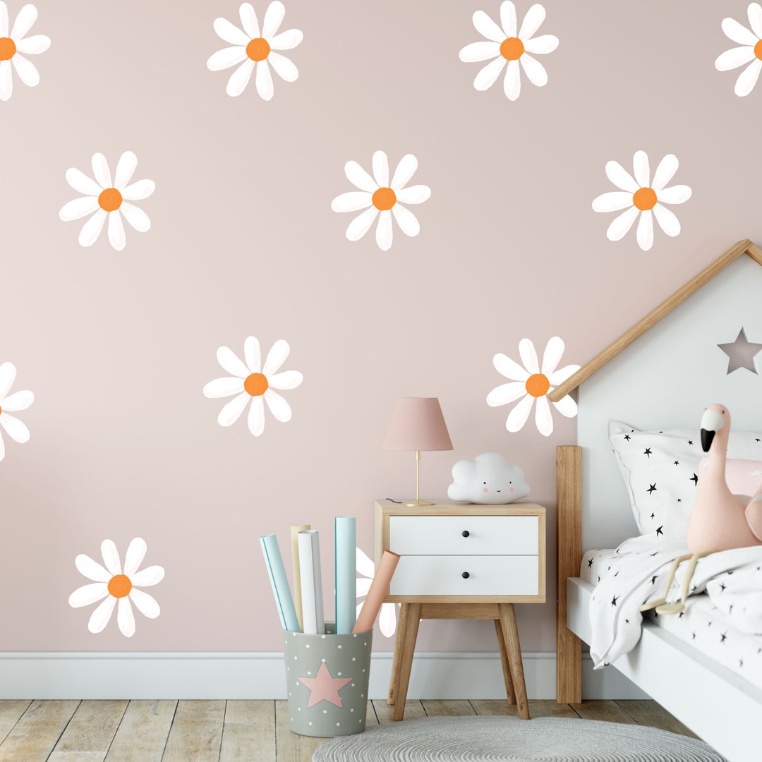 Daisy Decal for Nursery, Wall Sticker Daisy, Floral Wall Decal, Wall