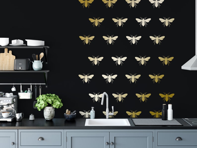 Bee Wall Decal Honey Bee Decal Modern Gold Decal Gold Bee Etsy