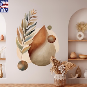 Flower Wall Decals - Boho Nursery Decor, Watercolor Tropical Wall Art, Peel and Stick Circle Wall Decal, Removable Flower Wall Stickers