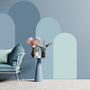 Blue Arch Wall Decals - Boho Wall Stickers, Geometric Nursery Decor, Kids Room Art, Unique Birthday Gift For Friend, New Home Gift For Her