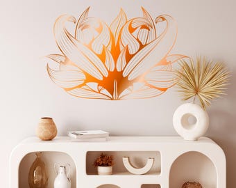 Gold Half Mandala Wall Decal - Boho Lotus Art for Yoga Studio