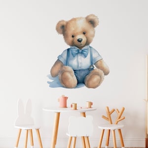 Teddy bear wall decals for baby boys room decor, removable wall decals for apartment, housewarming gift for kids, baby shower gift for her