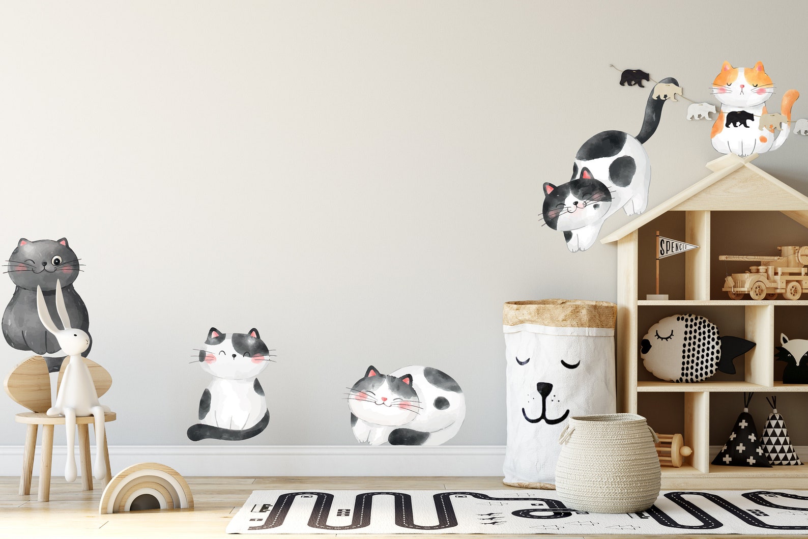 Cute Cat Wall Decal Cat Decal for Nursery Kids Room Decal Etsy