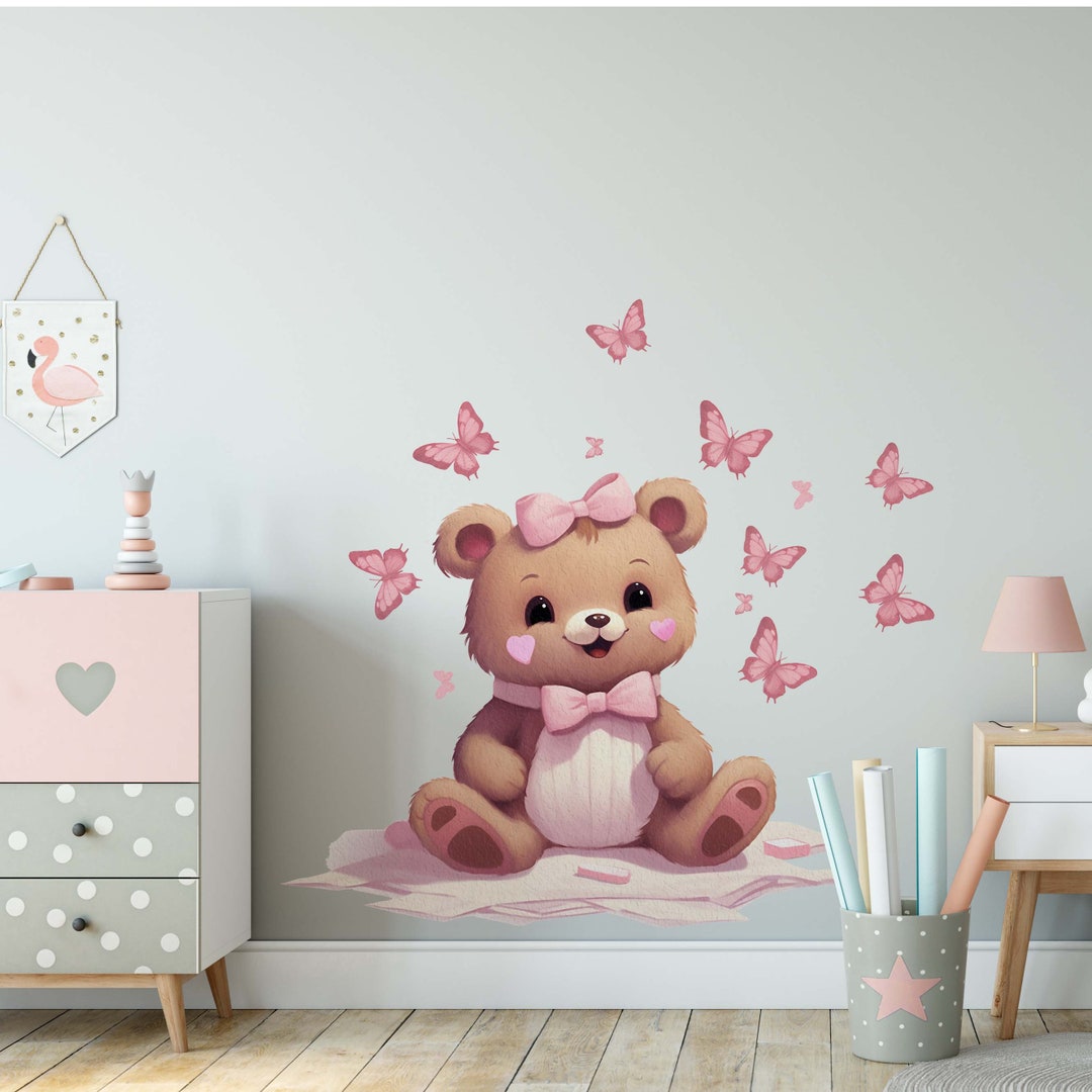 Wall Decals for Nursery Room, Teddy Bear Wall Decal for Nursery, Girls