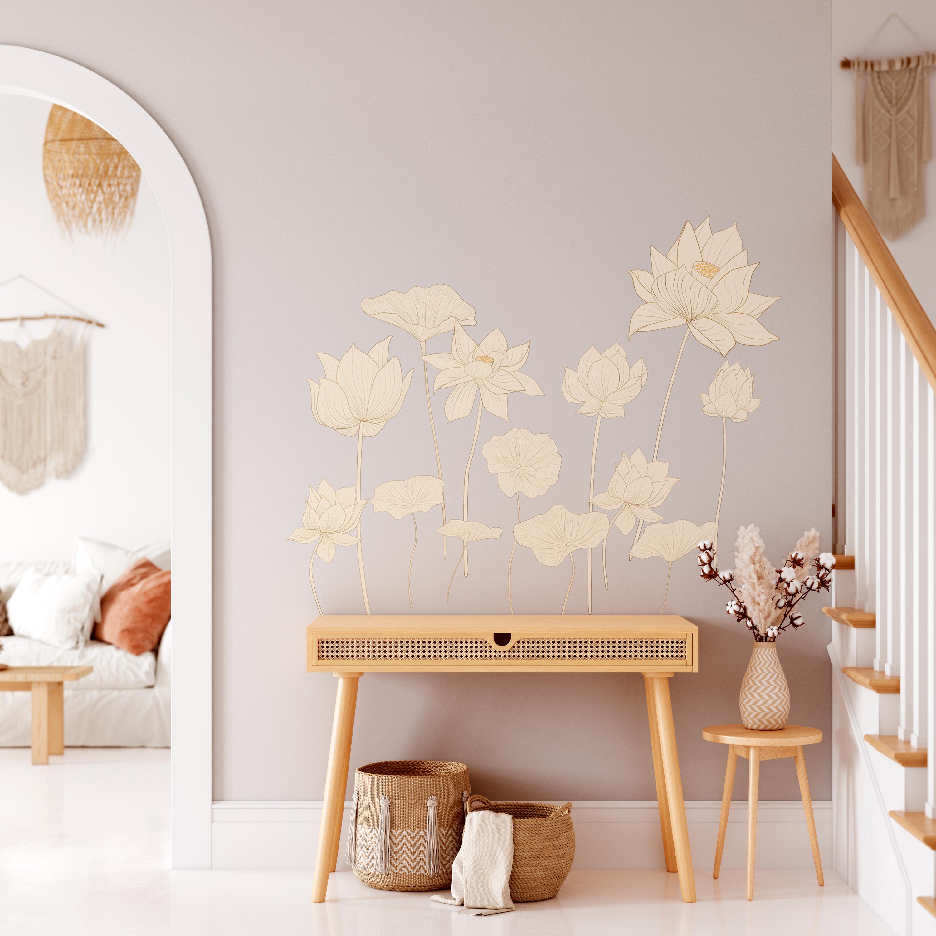 Boho Lotus Flower Wall Decals - Removable Vinyl Decal Set - Etsy