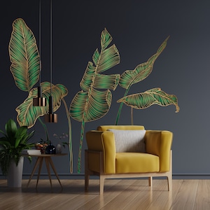 Tropical wall decal, palm leaves decal, modern leaf decal, palm leaf decal, abstract wall decal, boho style, boho wall decal, boho sticker