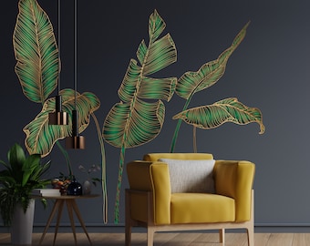 Tropical wall decal, palm leaves decal, modern leaf decal, palm leaf decal, abstract wall decal, boho style, boho wall decal, boho sticker