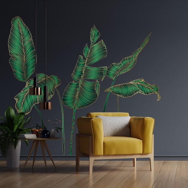 Tropical wall decal, palm leaves decal, modern leaf decal, palm leaf decal, abstract wall decal, boho style, boho wall decal, boho sticker