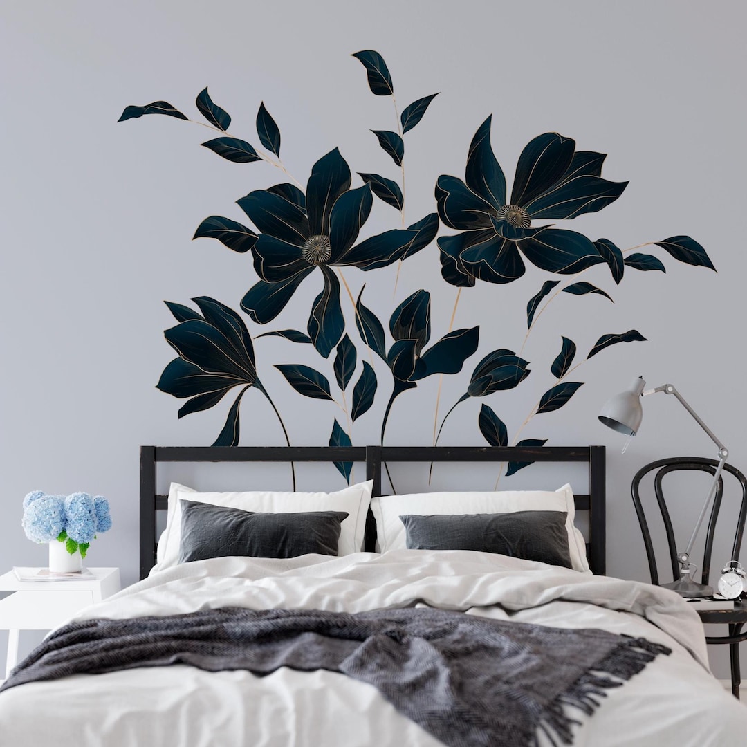Modern Boho Wall Decal Flower Set - Removable Nursery Peel and Stick ...