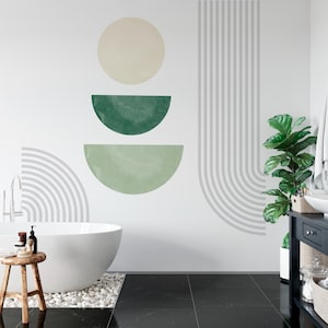 Dusty Green Modern Arch Wall Decal - Boho Peel and Stick Arch Wall Sticker - Removable Self Adhesive Boho Mural - Headboard Sticker