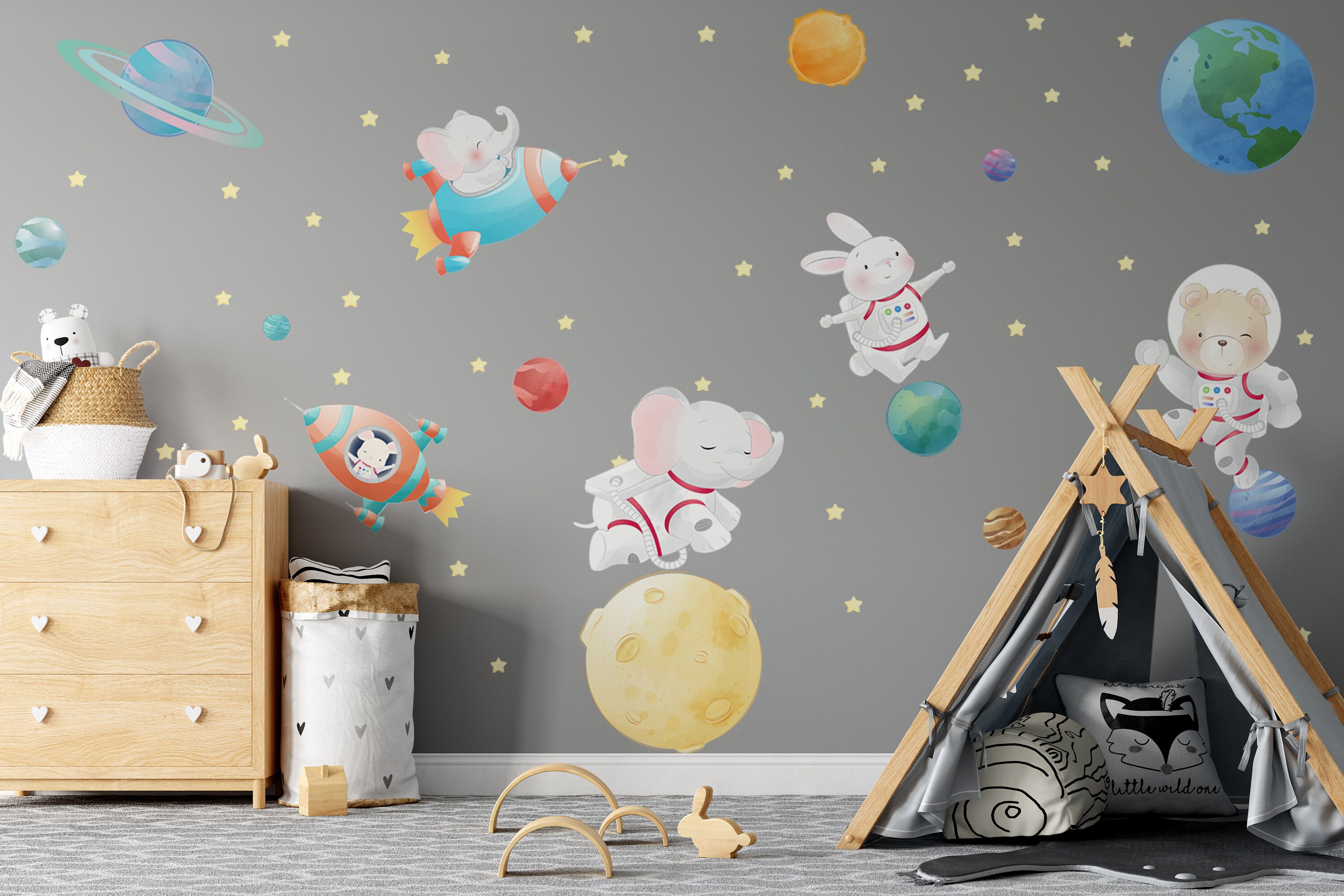 Astronaut Animal Wall Decals, Space Theme Nursery Decor - Etsy