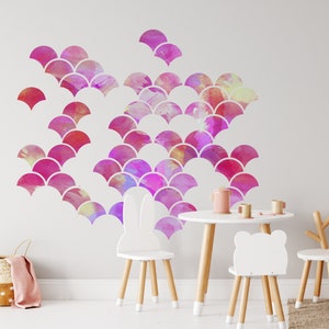 Watercolor mermaid scales wall decal, mermaid decal, mermaid stickers, removable wallpaper, fish scale decal, removable wall decal