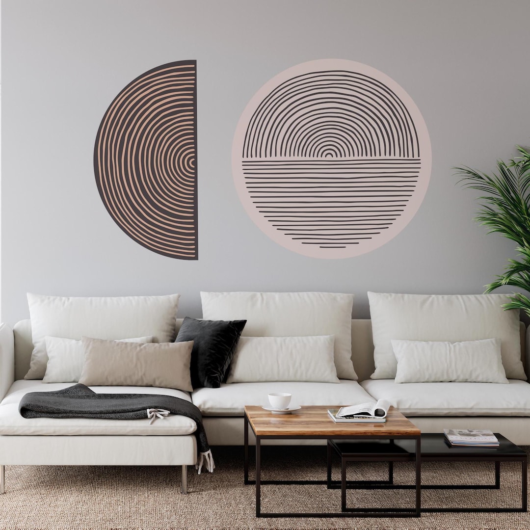 Geometric Wall Decals - Circle Decals, Lines Boho Style Wall Decor ...