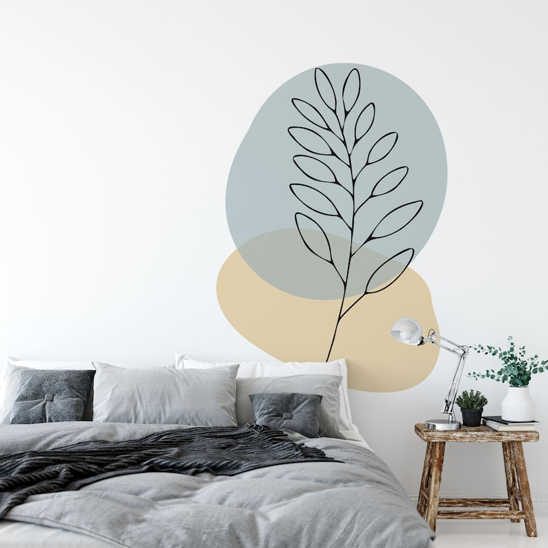 Botanical Leaf Vinyl Wall Decals, Modern Boho Decor image 2