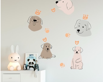 Dog Wall Decals - Nursery Kids room Decor, Puppy Peel and Stick, Dog Lover Gift,