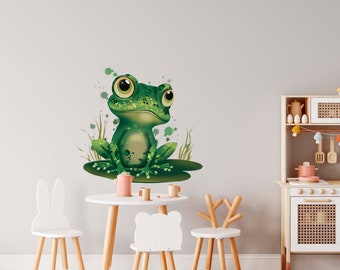 Removable frog wall sticker for bathroom decoration, waterproof wall decals for kids room, birthday gift for baby boy, housewarming gift her