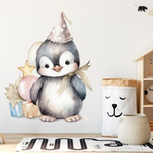 Pinguin wall decals for nursery wall decor, baby shower gift for mom, housewarming gift for sister, birthday gift for baby girl, unique art