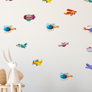Aviation Wall Decals - Boys Nursery Kids Room Decor, Peel and Stick Plane Wall Stickers